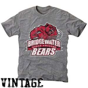 NCAA Bridgewater State Bears Ash Distressed Logo Vintage Tri Blend T 