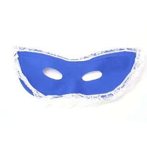  Blue Satin Lace Trimmed Mardi Gras Mask 