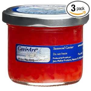 Cavi Art Red Salmon Caviar, 3.5 Ounce Glass Jars (Pack of 3)  
