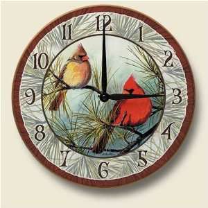  WOOD CLOCK ~ Cardinals In The Pines