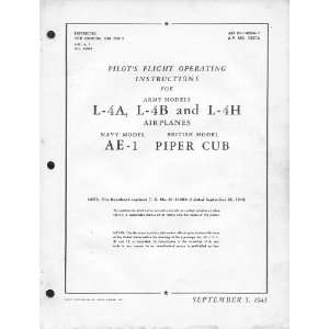  Piper Aircraft L 4 A, B, H, AE 1 Piper Cub Flight Manual 