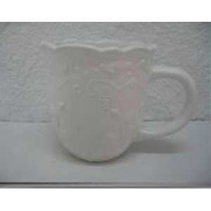  4 PAISLEY EMBOSSED WHITE ROUND FANCY MUG