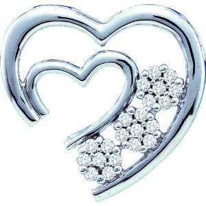  10K White Gold Open Ended Double Heart Pendant Featuring a 