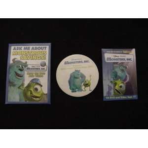  Disney Pixar Monsters Inc movie promo pins (set of 3 