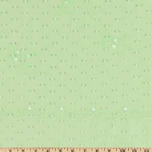 56 Wide Embroidered Cotton Lawn Swiss Dot Floral Lime Fabric By The 