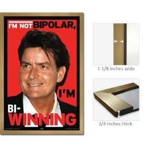  Gold Framed Charlie Sheen Bi Winning Poster Celebrity 