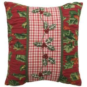  April Cornell 16 by 16 Inch Holiday Ruched Cushion, Red 