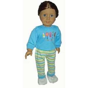  Nice n Sweet Long Sleeved Pajama Top with Embroidered Popsickles 