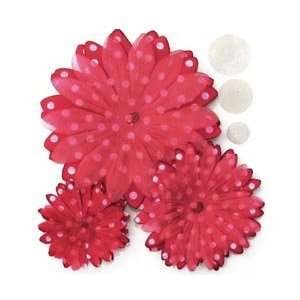 Petaloo Flowers Daisies & Middles 3/Pkg Red/Pink Polkadot 