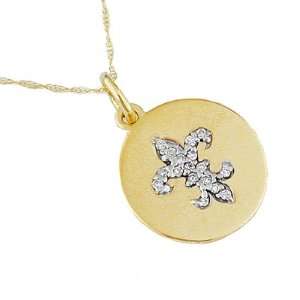    14K Yellow Gold Diamond Fleur DeLis Necklace Grande Jewelry