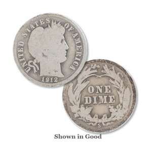  1912 S Barber Dime in Very Good Condition 