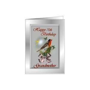 70th / Grandmother / Birthday ~ Red Faced Warbler and Butterflies Card