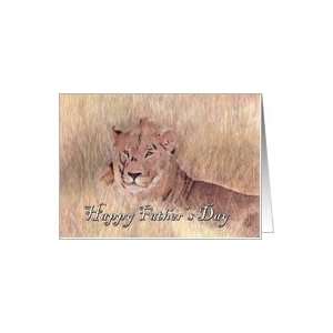  Lion Fathers Day Great Dad Miss Love you verse Card 