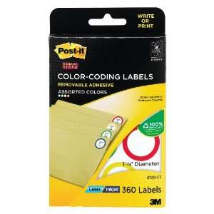  Post it Color Coding Labels, Laser/Inkjet, Asstd Colors, 1 