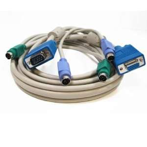   KVM Extension Cable, HD15 VGA Male/Female + PS/2 Male/Male (15 Feet