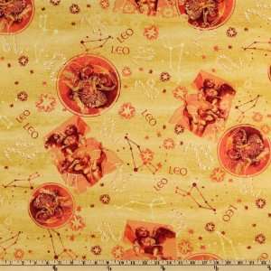  44 Wide New Dawn Leo Gold/Red Fabric By The Yard Arts 