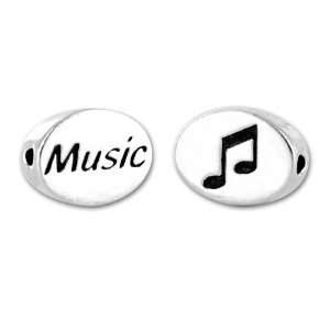   Silver 2 Sided Music/Notes Message Bead Arts, Crafts & Sewing