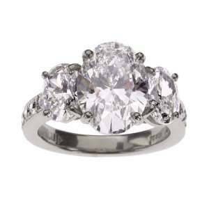  Platinum Oval Cut 3 Stone Diamond Ring (GIA Certified 3.63 