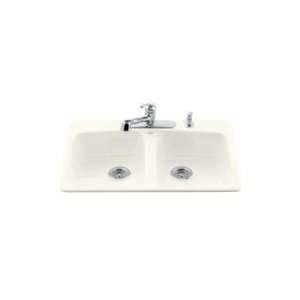   Rimming Kitchen Sink w/Three Hole Faucet Drilling K 5942 3 96 Biscuit