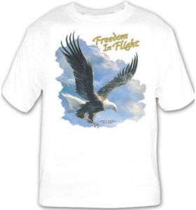 Eagle   Freedom in Flight   on a Black or White T Shirt  