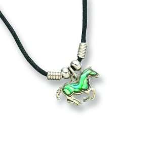  Kelley Equestrian Paua Shell Galloping Pony Necklace 