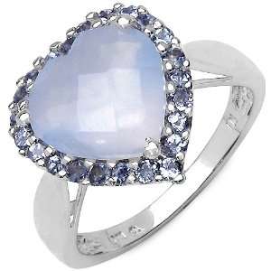  3.20 ct. t.w. Blue Chalcedony and Tanzanite Ring in 