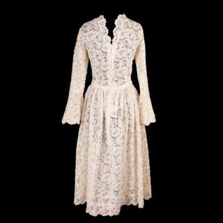 Exceptional Ivory Venetian Point Lace Wedding ? Gown Provenance 36 28 