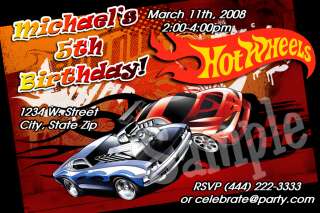 Hot Wheels Car Custom Personalized Birthday Invitations  