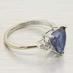 Edwardian 10K White Gold Trilliant Cut 2.62ctw Sapphire Diamond 