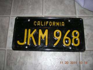 1963 63 CALIFORNIA CA LICENSE PLATE BLACK JKM 968 NICE TAG  