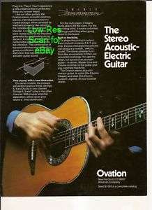 Ovation Stereo Acoustic Electric Guitar 1978 PICTURE AD  