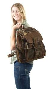CLAIRE CHASE LARGE UPTOWN DISTRESSED LEATHER BACKPACK 844739031818 