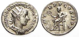 022. GORDIAN III, AR Antoninianus. Apollo. VF  
