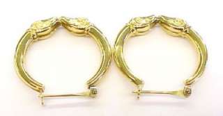 14KT Solid Yellow Gold Ram Design Hoop Earrings ~ 1  