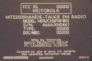 Motorola MTS2000 Handie Talkie FK FM Radio H01UCH6PW1BN  