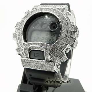 Rhodium Fully Iced Out Lab Made Simulated Diamond G Shock Watch Casio 