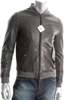 Hickey Freeman NEW Mens Jacket Gray Leather Coat S  