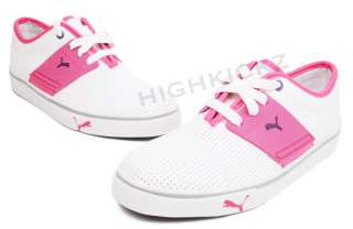 Puma El Ace JR White Pink Youth 352589 08 PS Girls New Shoes Sz 11~4 