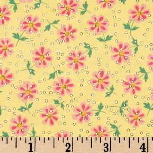 44 Wide Magic Vine Daisies Yellow/Pink Fabric By The 