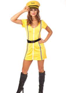 Ladies Yellow Cab Taxi Driver Costume Fancy Dress Hens Night Party 