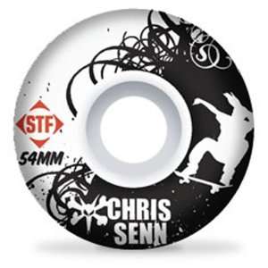  Bones Chris Senn Skateboard Wheels (54mm, White) Sports 