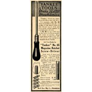  1912 Ad North Yankee Tools Magazine Ratchet Screwdriver 