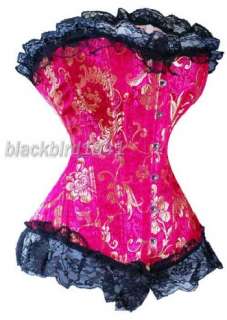 L10 SEXY GOTHIC ROSE W GOLD FLORAL CORSET BUSTIER 2XL  
