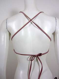 Made by Dawn womens shell pink metallic monokini swimsuit L $180 New 