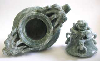 CHINESE SOAPSTONE CENSOR FOO DOGS MythicBeast SCULPTURE  