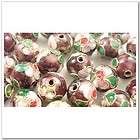 Wholesale Lots 20 PCS Brown Chinese Cloisonne Flower Round Beads 10mm