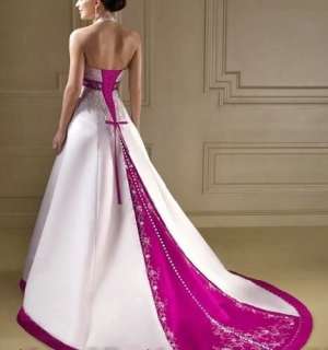 Wonderful White&Pink Bride Wedding/Prom Dress Size2 28  