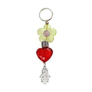 Acrylic Key Chain with Hamsa and Heart 