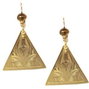 John Michael Richardson Brass Plated Triangular Dangle Earrings with 
