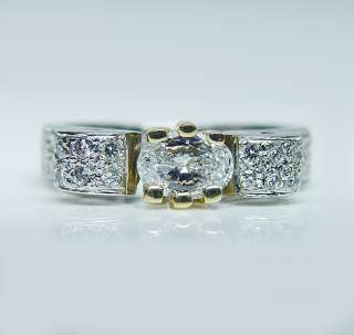 Platinum Oval Pave Diamond Engagement Ring 9.3gr Heavy Estate Jewelry 